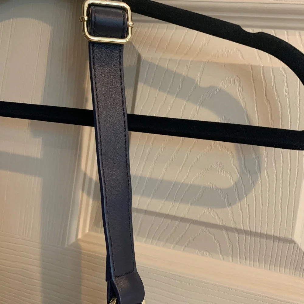 Tory Burch Navy Blue Leather/Suede Shoulder Handbag